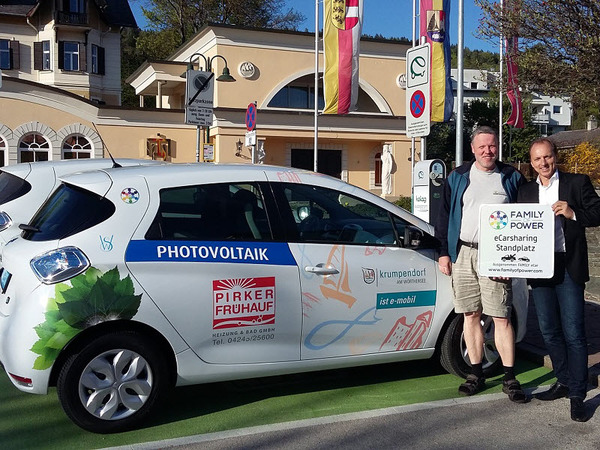 Richard Marinitisch übernimmt in Krumpendorf die eCarsharing Betreuung v.l.n.r.: Richard Marinitsch, Gerd Ingo Janitschek